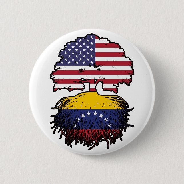 Venezuela Venezuelan American USA Tree Roots Flag Button (Vorderseite)