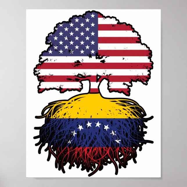 Venezuela Venezuelan American USA Tree Roots Flag Poster (Vorne)
