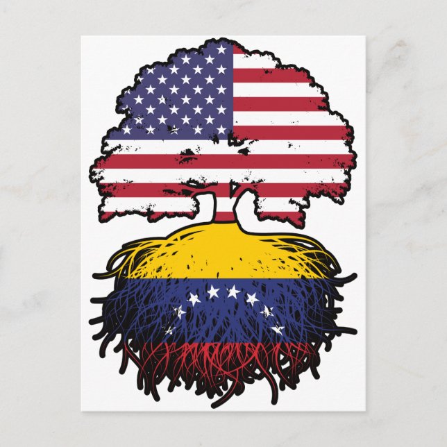 Venezuela Venezuelan American USA Tree Roots Flag Postkarte (Vorderseite)