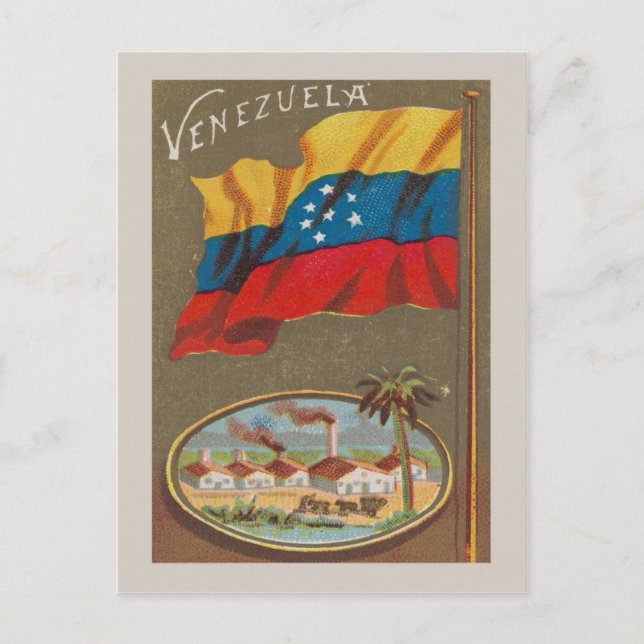 Venezuela Vintag mit Fahne Postkarte (Vorderseite)