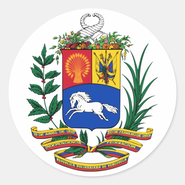 Venezuela-Wappen Runder Aufkleber (Vorderseite)