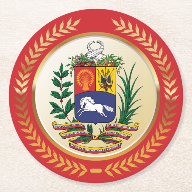 Venezuela-Wappen Runder Pappuntersetzer (Vorderseite)