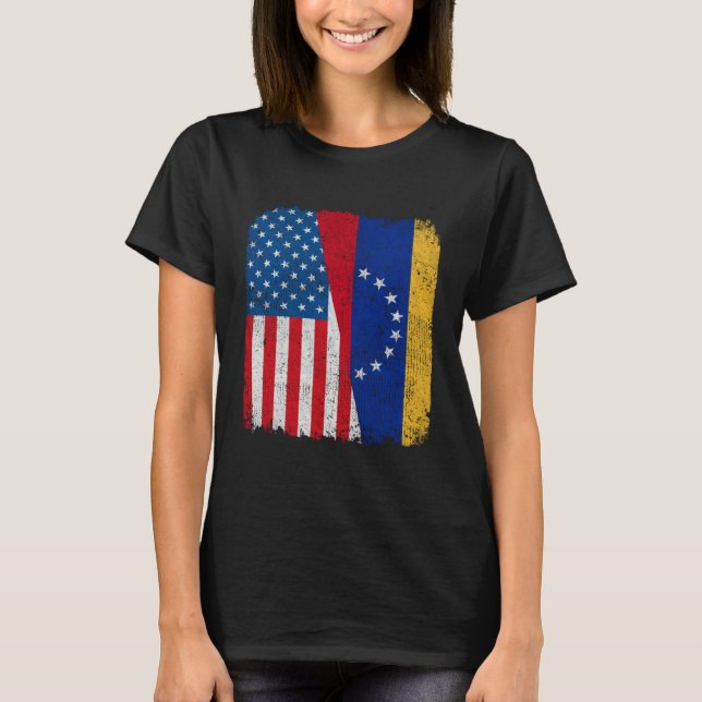 Venezuelan American Flag Half USA Venezuela Root P T-Shirt (Vorderseite)