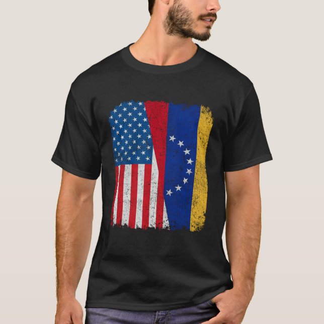 Venezuelan American Flag Half USA Venezuela Root P T-Shirt (Vorderseite)