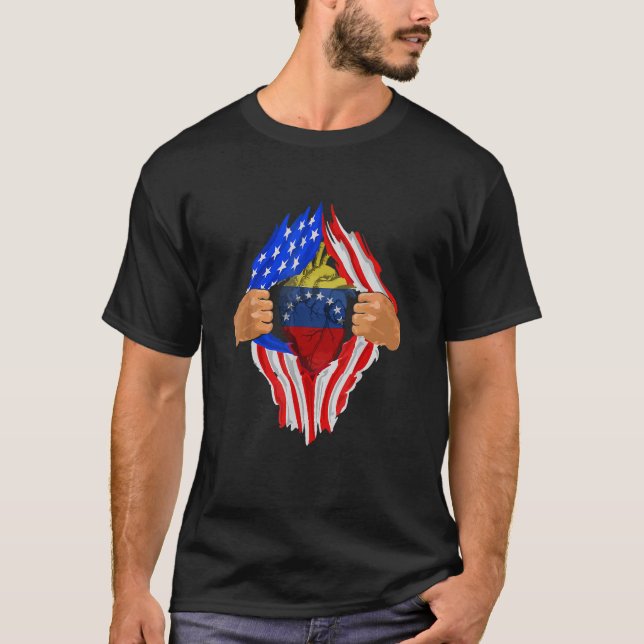 Venezuelan Blood Inside Me Venezuela America Heart T-Shirt (Vorderseite)