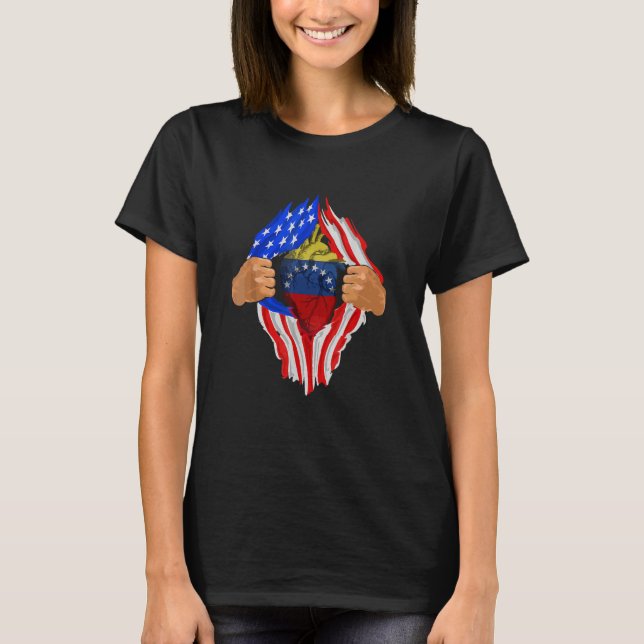 Venezuelan Blut in mir Venezuela Amerika Herz T-Shirt (Vorderseite)