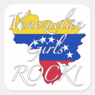Venezuelan Girls Rock! Quadratischer Aufkleber