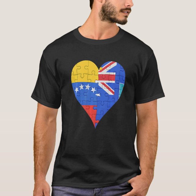 Venezuelan Montserratian Flaggenherz T-Shirt (Vorderseite)