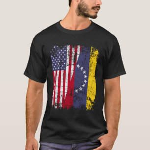 Venezuelan Roots Halbamerikanische Flagge Venezuel T-Shirt