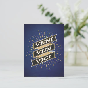 Veni Vidi Vici Blaue Postkarte