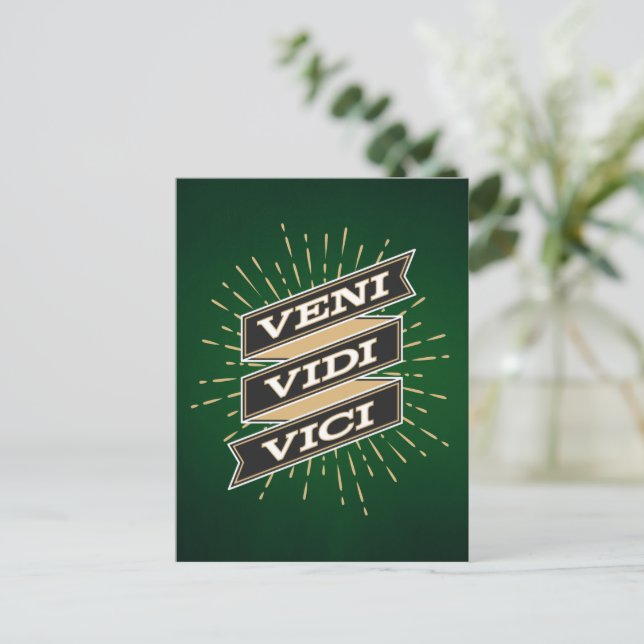 Veni Vidi Vici Grüne Postkarte (Stehend Vorderseite)