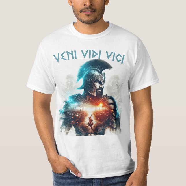 Veni vidi vici römischer Krieger Centurion Rüstung T-Shirt (Vorderseite)
