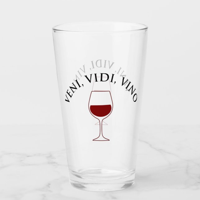 Veni, Vidi, Vino Funny Wine Lover Latin Phrase Glas (Vorderseite)