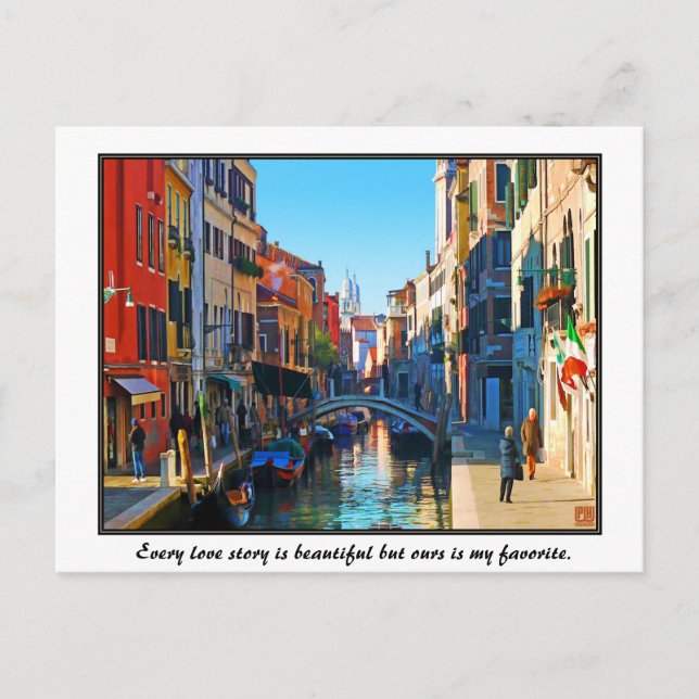 Venice Alley mit Liebe Zitat Postkarte (Vorderseite)