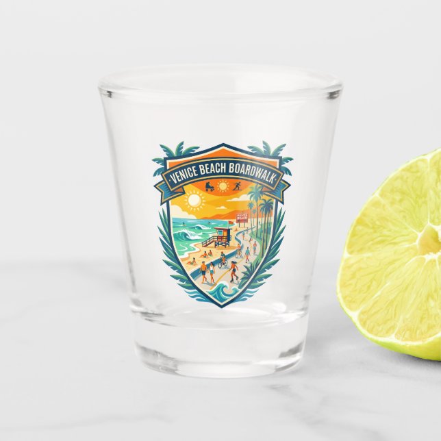 Venice Beach Boardwalk Kalifornien Schnapsglas (Vorderseite)