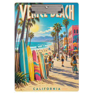 Venice Beach California Farbige Surfboards Poster Klemmbrett
