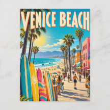 Venice Beach California Farbige Surfboards Poster