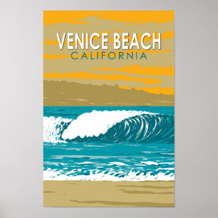 Venice Beach California Reise Kunst Vintage Poster