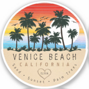 Venice Beach California Retro Palmen Souvenir Aufkleber