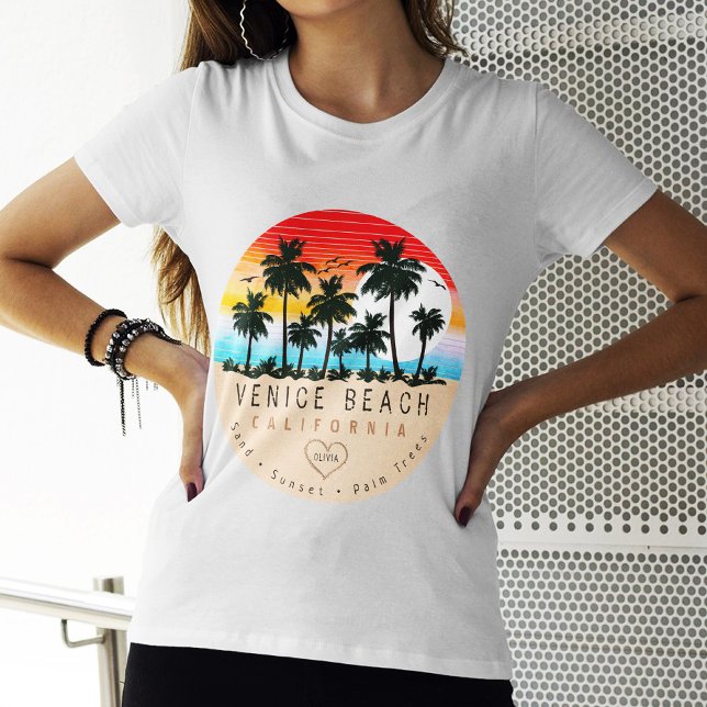 Venice Beach California Retro Palmen Souvenir T-Shirt (Von Creator hochgeladen)