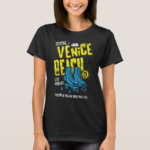 Venice Beach California Retro Roller Skate Distort T-Shirt