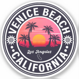 Venice Beach California Retro Sunset Souvenirs 60e Aufkleber