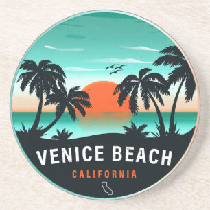 Venice Beach California Retro Sunset Souvenirs 60e Getränkeuntersetzer