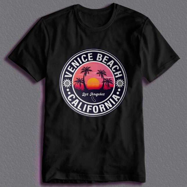 Venice Beach California Retro Sunset Souvenirs 60e T-Shirt (Von Creator hochgeladen)
