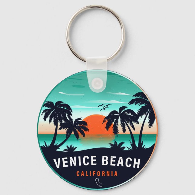 Venice Beach California Retro Sunset Souvenirs 80 Schlüsselanhänger (Vorderseite)