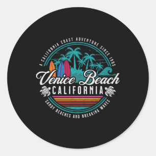 Venice Beach California Sandstrände Break Wav Runder Aufkleber