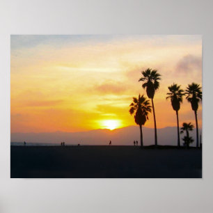 Venice Beach California Sonnenuntergang Poster