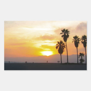 Venice Beach California Sunset Rechteckiger Aufkleber