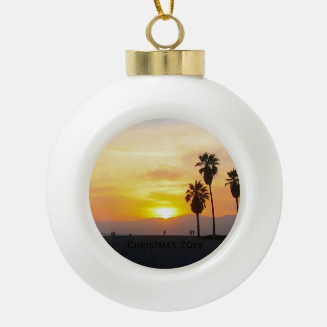 Venice Beach California Sunset Souvenir Keramik Kugel-Ornament (Vorderseite)