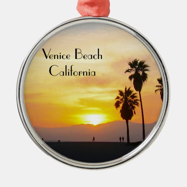Venice Beach California Sunset Souvenir Ornament Aus Metall (Vorne)