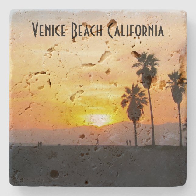 Venice Beach California Sunset Souvenir Steinuntersetzer (Vorderseite)