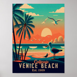 Venice Beach California Sunset Souvenirs der 50er  Poster