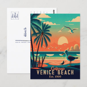 Venice Beach California Sunset Souvenirs der 50er  Postkarte