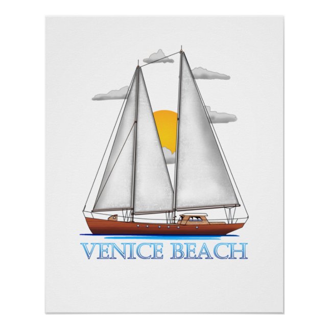 Venice Beach Coastal Nautical Sailing Sailor Poster (Vorderseite)