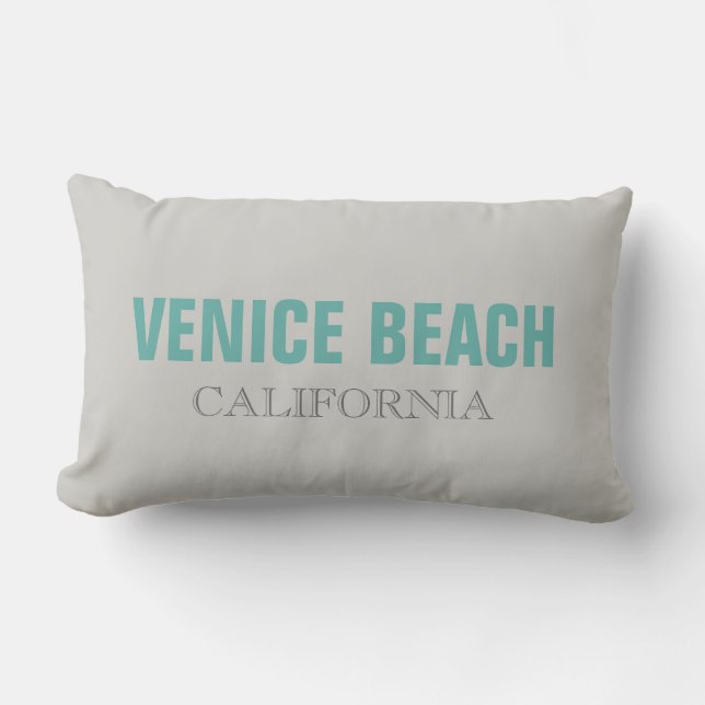 Venice Beach Grau California Throw Kissen (Vorderseite)