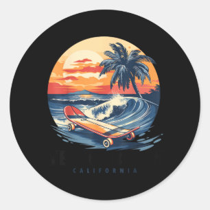 Venice Beach Kalifornien Skateboard Skateboarder Runder Aufkleber