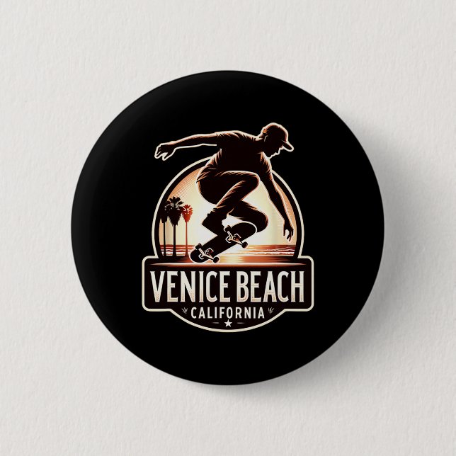 Venice Beach Kalifornien Skateboarding  Button (Vorderseite)