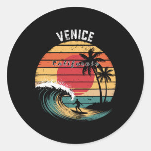 Venice Beach Kalifornien Strand Surfen Runder Aufkleber