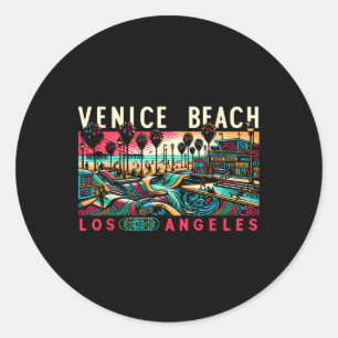 Venice Beach Los Angeles Reisen Sommerfamilie Vaca Runder Aufkleber