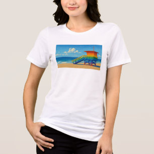 Venice Beach Regenbogen-Rettungswachturm Tri-Blend Shirt