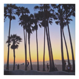 Venice Beach Sunset Palm Tree Slackline Volleyball Künstlicher Leinwanddruck
