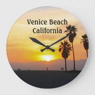 Venice Beach Sunset Palms Große Wanduhr