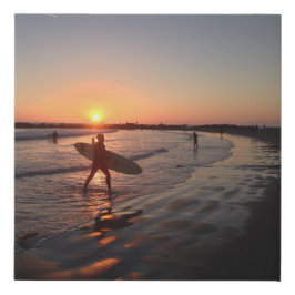 Venice Beach Sunset Summer Surfer Waves Künstlicher Leinwanddruck