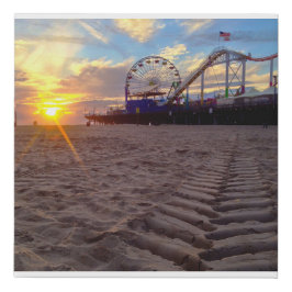 Venice Beach Sunsets Santa Monica Pier Imitat Lein Künstlicher Leinwanddruck