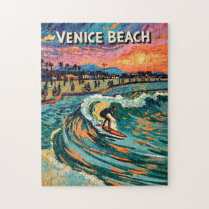Venice Beach Surf California Vintage Fette Farben Puzzle