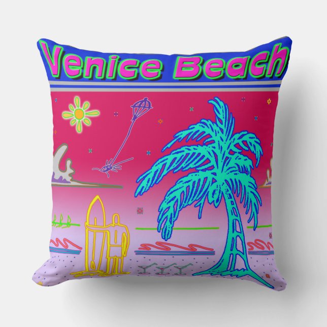 "Venice Beach" Surfer Pillow Kissen (Vorderseite)
